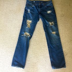 Levi's Men's Slim Distressed Dark Blue Jeans